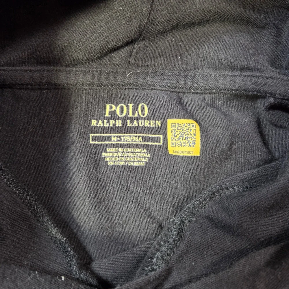 Polo Ralph Lauren Hooded T Shirt Mens Medium Black Red Pony Logo Casual Preppy‎